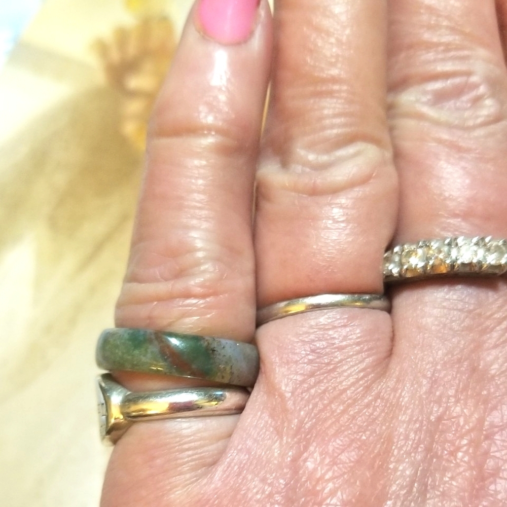 Vintage Multi Colored Jadeite Hand Carved Ring Band